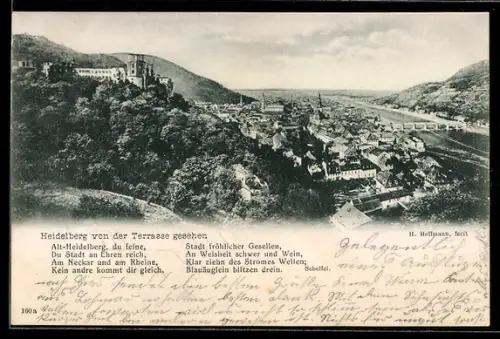 AK Heidelberg, Teilansicht mit Burg