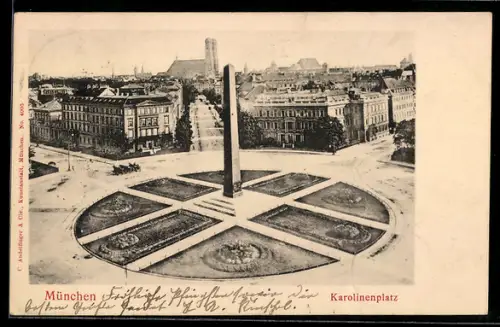 AK München, Obelisk am Karolinenplatz