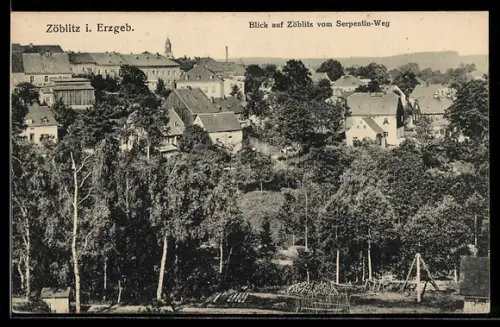 AK Zöblitz i. Erzgeb., Blick auf den Ort vom Serpentin-Weg