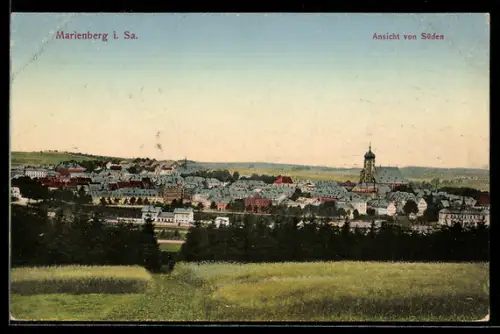 AK Marienberg i. Sa., Ansicht mit Kirche von Süden