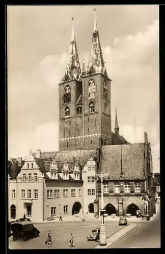 AK Stendal, Marienkirche aus der Vogelschau