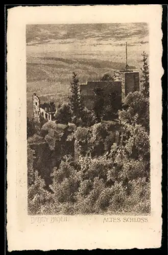 Künstler-AK Baden-Baden, Altes Schloss