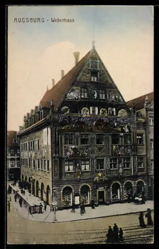 AK Augsburg, Weberhaus aus der Vogelschau