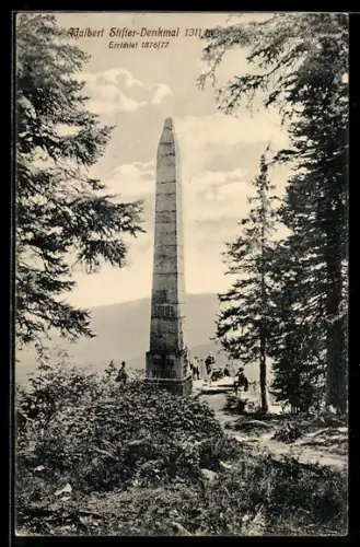 AK Plöckenstein, Adalbert Stifter-Denkmal, errichtet 1876/77