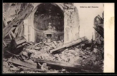AK Messina, Terremeto del 28 Dicembre 1908, Interno del Duomo
