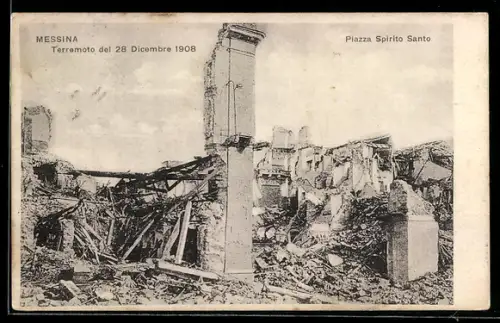 AK Messina, Terremoto de 1908, Piazza Spirito Santo, Erdbeben