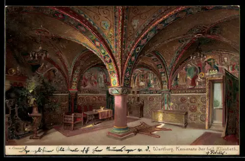 Künstler-AK Eisenach, Wartburg, Kemenate der heiligen Elisabeth