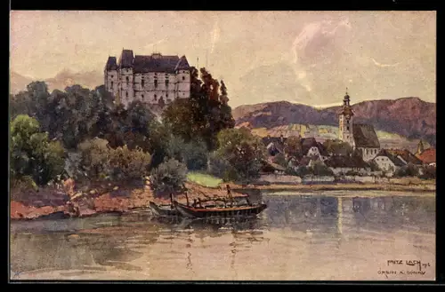Künstler-AK Fritz Lach: Grein a.d. Donau, Schloss Greinburg