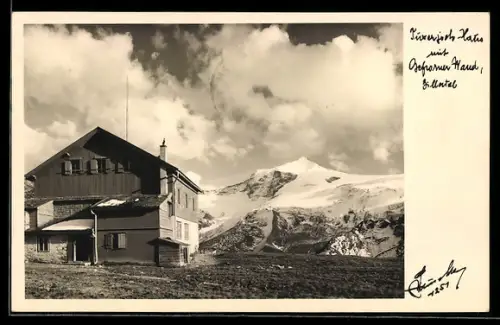 AK Tuxerjochhaus, Teilansicht m. gefrorener Wand