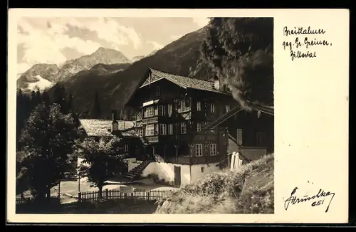 AK Breitlahner /Zillertal, Alpengasthaus Breitlahner R. Eder mit Bergpanorama