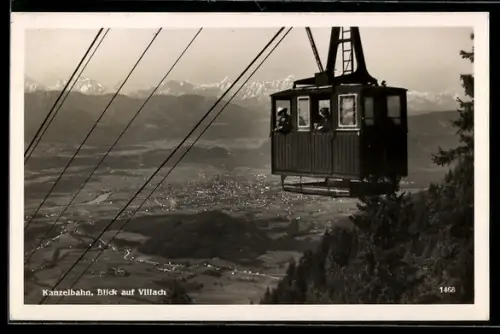 AK Villach, Blick auf den Ort aus der Kanzelbahn