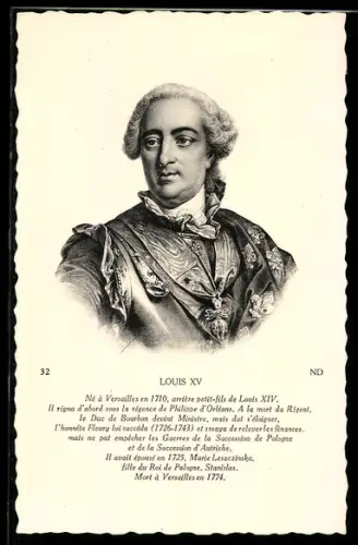 AK Portrait König Louis XV. von Frankreich