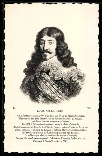 AK Portrait König Louis XIII. von Frankreich, Le Juste