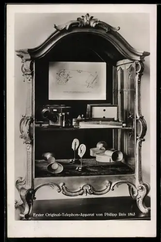 AK Erster Original-Telephon-Apparat von Philipp Reis 1863, Telefon