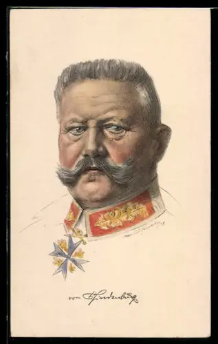 AK Generalfeldmarschall Paul von Hindenburg mit Pour le Mérite