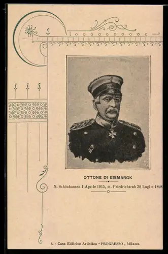 AK Fürst Otto von Bismarck in Uniform mit Schirmmütze und Pour le Mérite
