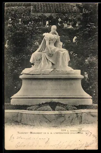 AK Territet, Kaiserin Elisabeth (Sissi) von Österreich Denkmal