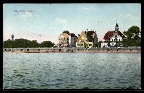 AK Travemünde, Blick auf die Strandhotels an der Ostsee