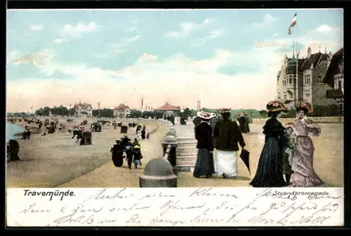 AK Travemünde, Strandpromenade mit Hotel