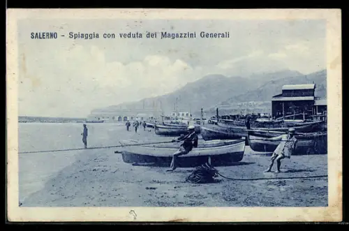 AK Salerno, Spiaggia con veduta dei Magazzini Generali
