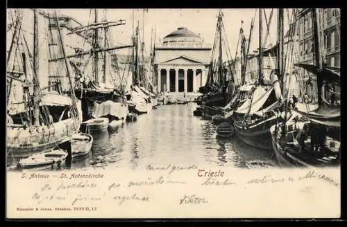 AK Trieste, S. Antonio e barche nel canale