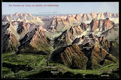 AK Tarvis, Il Canale del Ferro e Saifnitz con le montagne Raiblberg