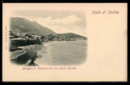 AK Casamicciola /Isola d`Ischia, Spiaggia di Casamicciola col monte Epomeo
