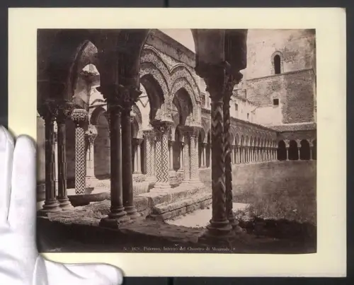 Fotografie unbekannter Fotograf, Ansicht Palermo, Interni del Chiostro di Monreale, Grossformat 31 x 24cm