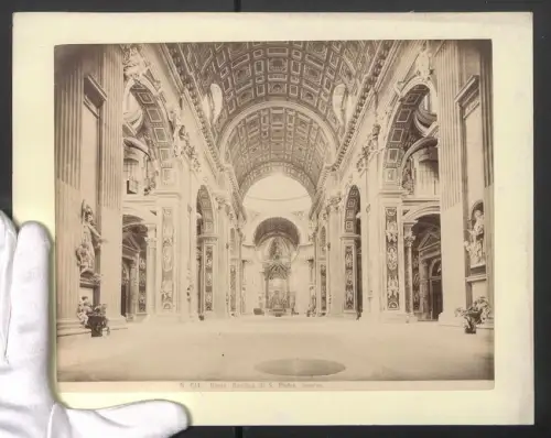 Fotografie unbekannter Fotograf, Ansicht Roma, Basilica di S. Pietro, Interno, Grossformat 31 x 24cm