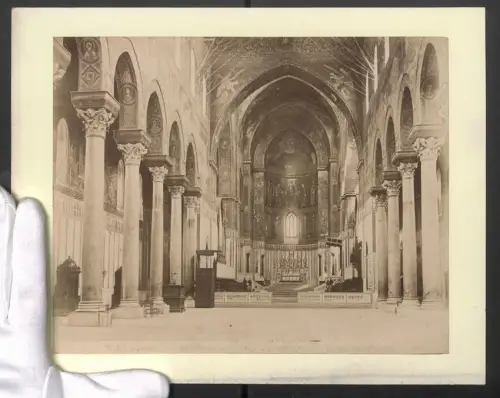 Fotografie G. Incorpora, Palermo, Ansicht Palermo, Monreale, duomo interno, Grossformat 31 x 24cm