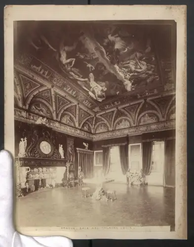 Fotografie unbekannter Fotograf, Ansicht Genova, Sala nel Palazzo Doria, Grossformat 24 x 31cm