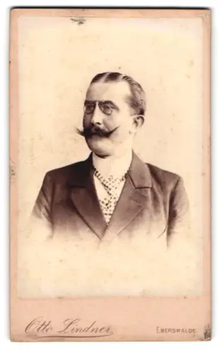 Fotografie Otto Lindner, Eberswalde, Porträt eines Herrn mit Brille und Schnurrbart