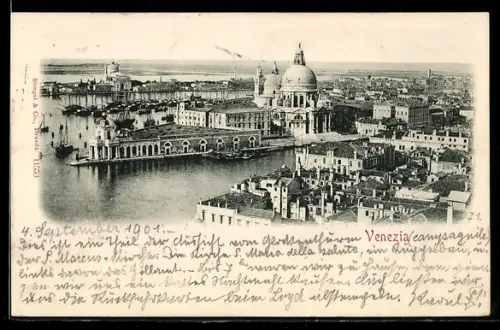 AK Venezia, Veduta panoramica della Basilica di Santa Maria della Salute e del Canal Grande