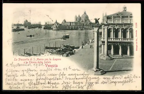 AK Venezia, La Piazzetta di S. Marco con la Laguna e la Chiesa della Salute