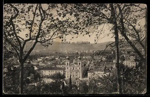 AK Gorizia, Vista panoramica della città tra gli alberi