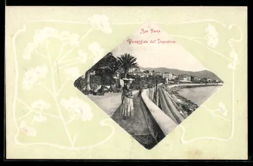 Präge-AK San Remo, Passeggiata dell`Imperatrice