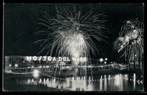 AK Trieste, Mostra del Mare con fuochi d`artificio di notte