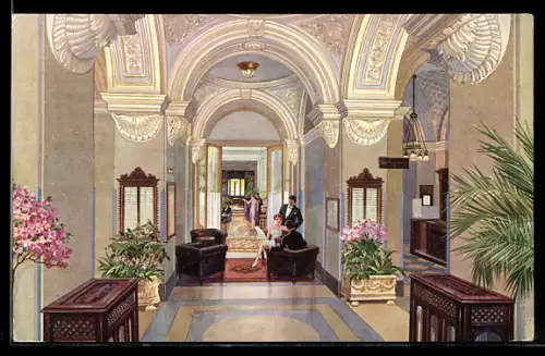 Künstler-AK Rome, L`Hall de l`Hôtel Royal