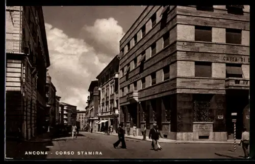 AK Ancona, Corso Stamira con pedoni e edifici storici