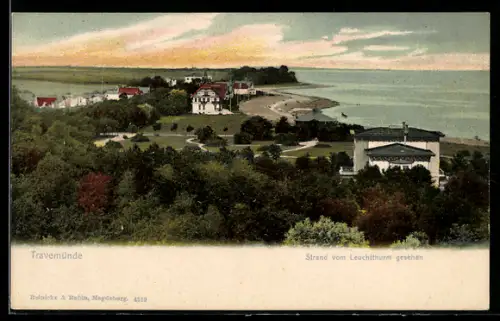 AK Travemünde a. d. Ostsee, Strandansicht vom Leuchtturm aus