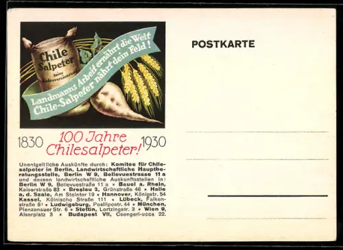 AK Reklame Dünger Chilesalpeter, Landmanns Arbeit ernährt die Welt, Chile-Salpeter nährt das Feld