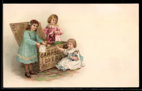AK Reklame Cambell Dyers, P. & P. Campbell The Perth dye Works, Kinder mit Spielzeug