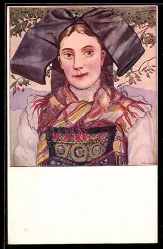 Künstler-AK elsass-lothringische Tracht, Type d`Alsacienne de Mickesheim