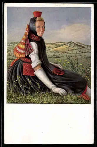 AK Schwälmer Mädchen in Tracht