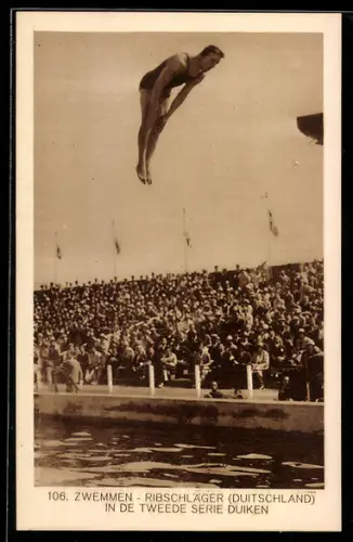 AK Amsterdam, Olympische Spiele 1928, Turmspringer Ribschläger
