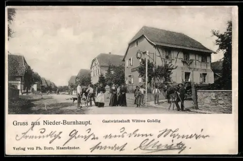 AK Nieder-Burnhaupt, Gasthaus Wittwe Gnädig