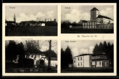 AK St. Martin /O.Ö., Totalansicht, Fabrik in der Aussenansicht, Villa Gabler