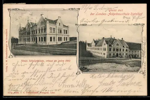 AK Ansfelden, Landes-Ackerbauschule Rietzlhof, Neues Schulgebäude aus dem Jahr 1902
