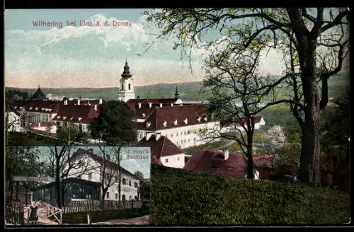 AK Wilhering b. Linz a.d. Donau, Panorama, I. Mayr`s Gasthaus