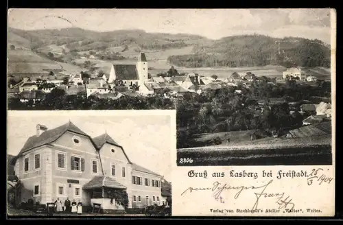 AK Lasberg bei Freistadt, Totalansicht mit Kirche und Umgebung
